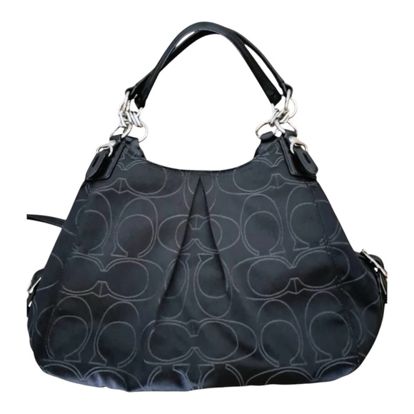 COACH Signature Maggie Mia Hobo Bag Black Sateen H1073-16153 Retired Style - Picture 4 of 14